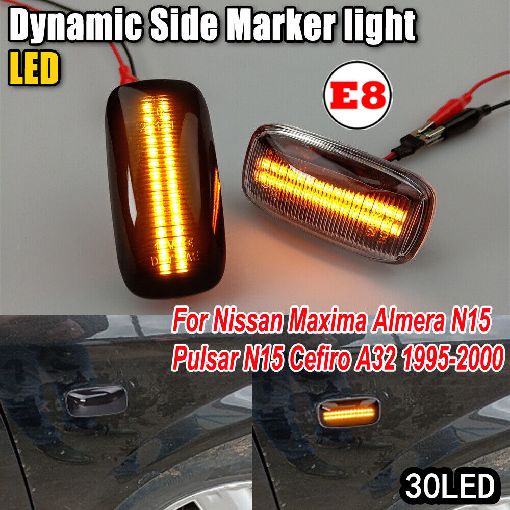 Black Clear LED Dynamic Side Marker Light - Nissan Maxima Almera 1995-2000