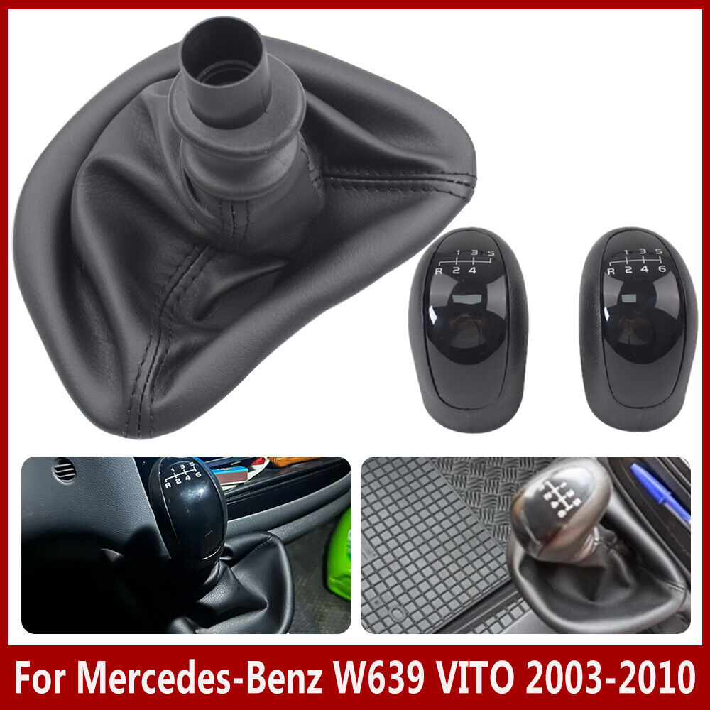 Black Gear Shift Knob Gaitor Boot for Mercedes-Benz W639 VITO Speed