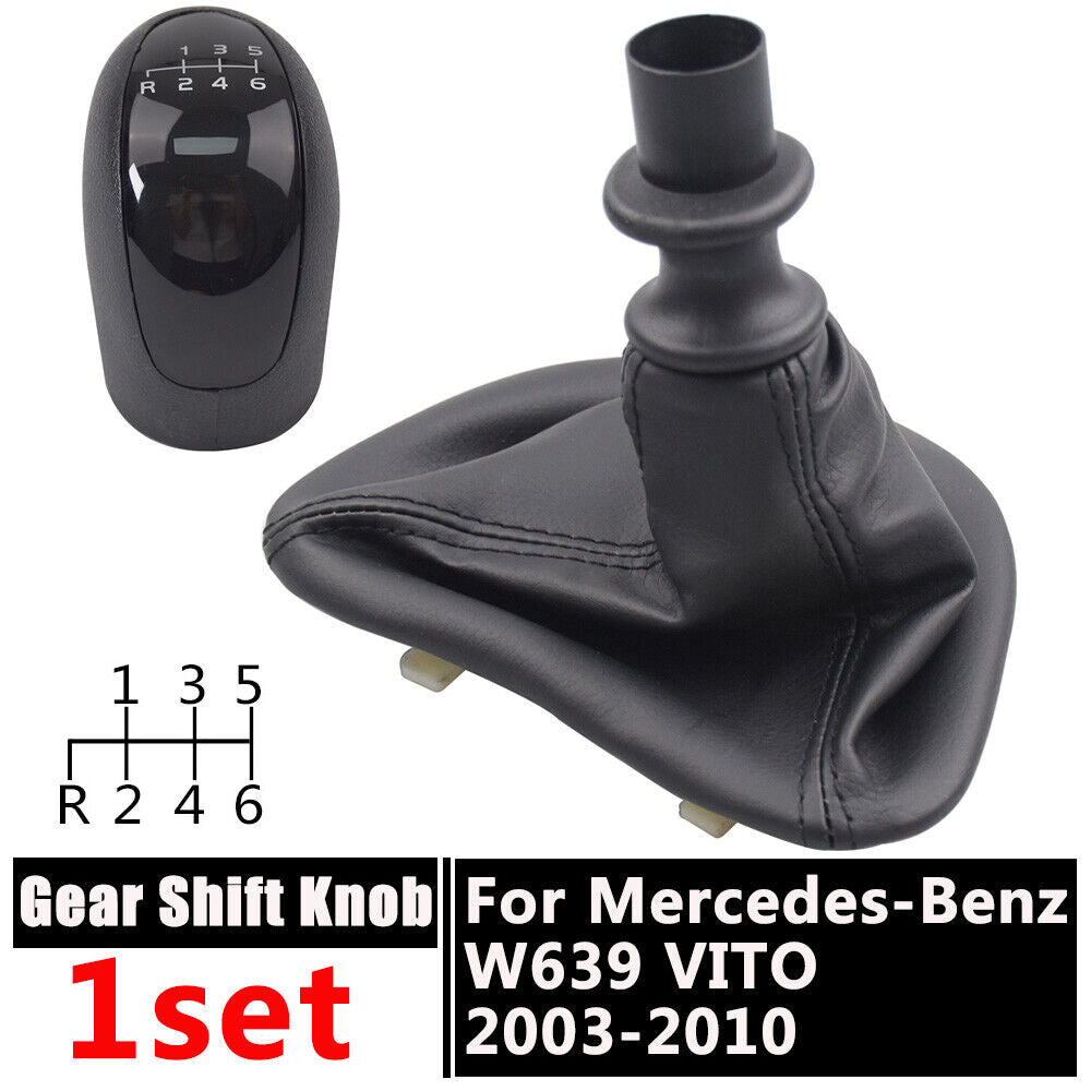 Black Gear Shift Knob Gaitor Boot for Mercedes-Benz W639 VITO Speed