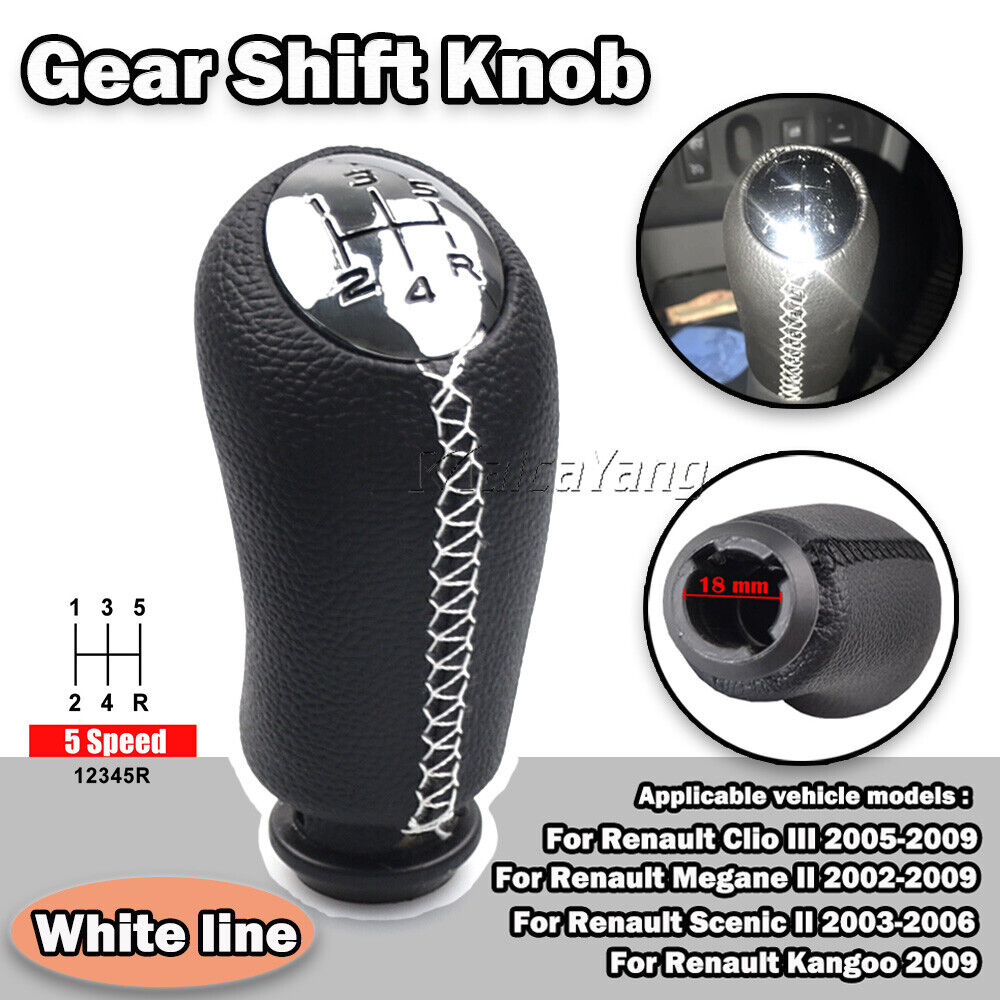 new 5 Speed For Renault Clio III 2005-2009 Gear Shifter Knob Sitck Head White LIne