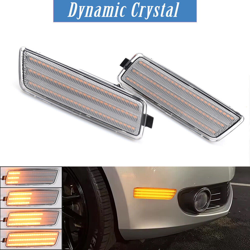 1 Pair Clear LED Front Side Marker Lights - Dynamic Fit For 2008 Volkswagen R32