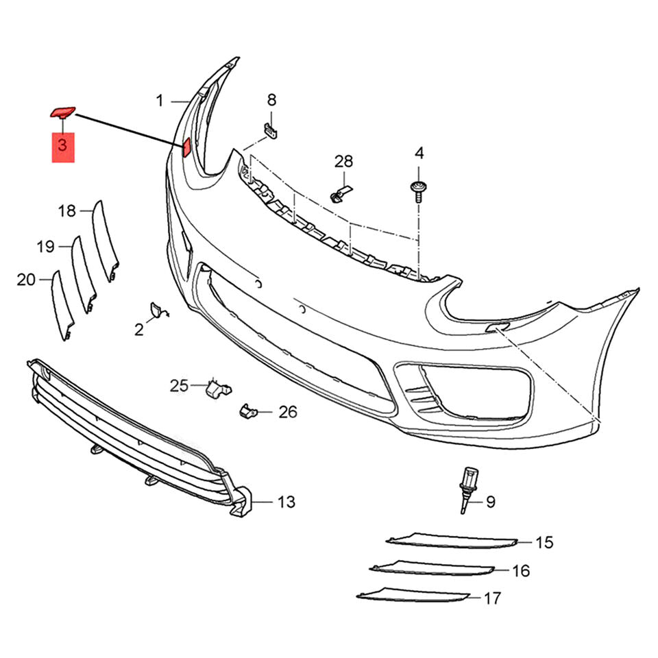 New LH Headlight Washer Nozzle Cover for Porsche Panamera 2014-16