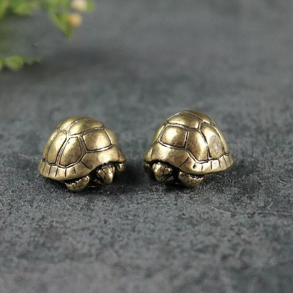 Brass Decorative Sea Turtle Tea Pet Ornament 2 Pc