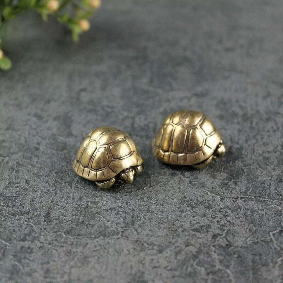 Brass Decorative Sea Turtle Tea Pet Ornament 2 Pc