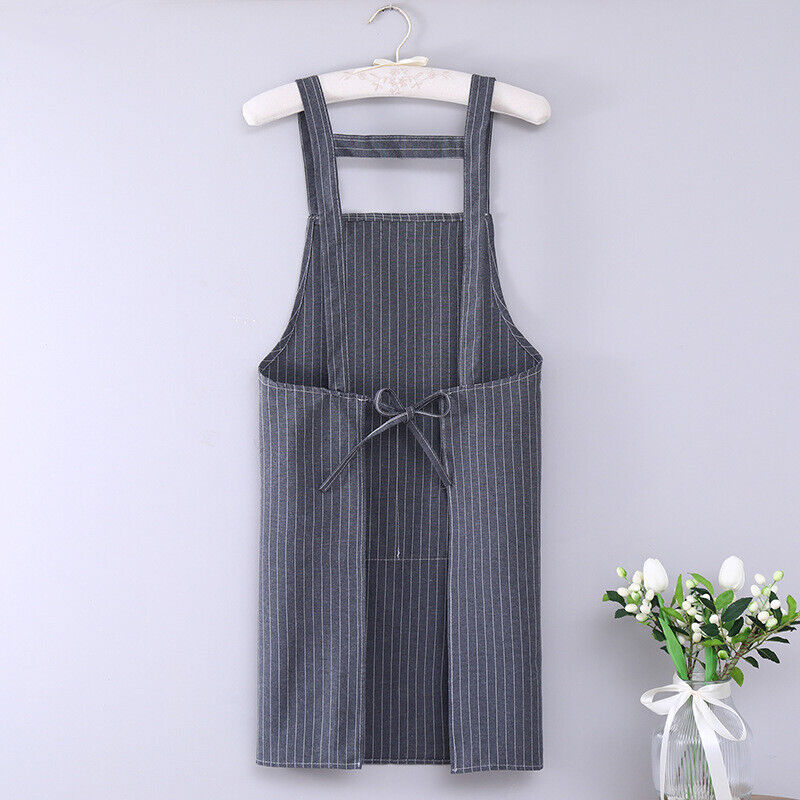 Apron Women Oil-Resistant Striped Apron Cotton Cross Back