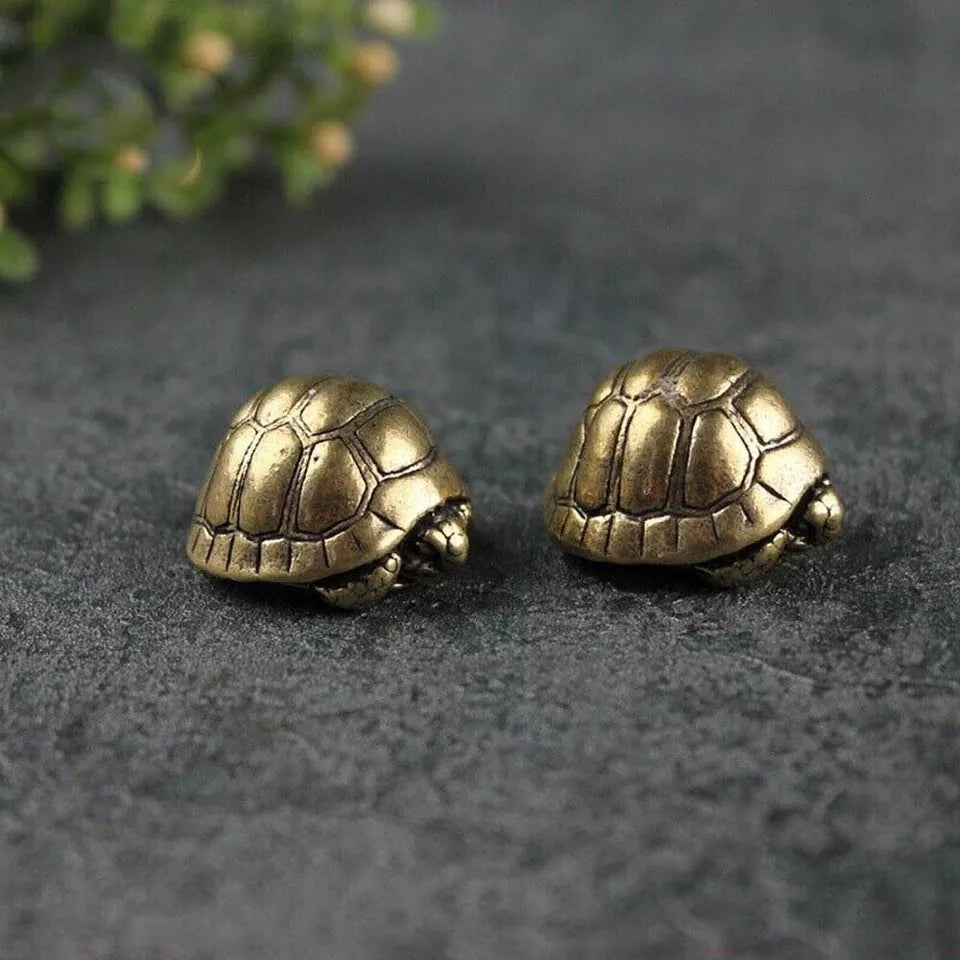 Brass Decorative Sea Turtle Tea Pet Ornament 2 Pc